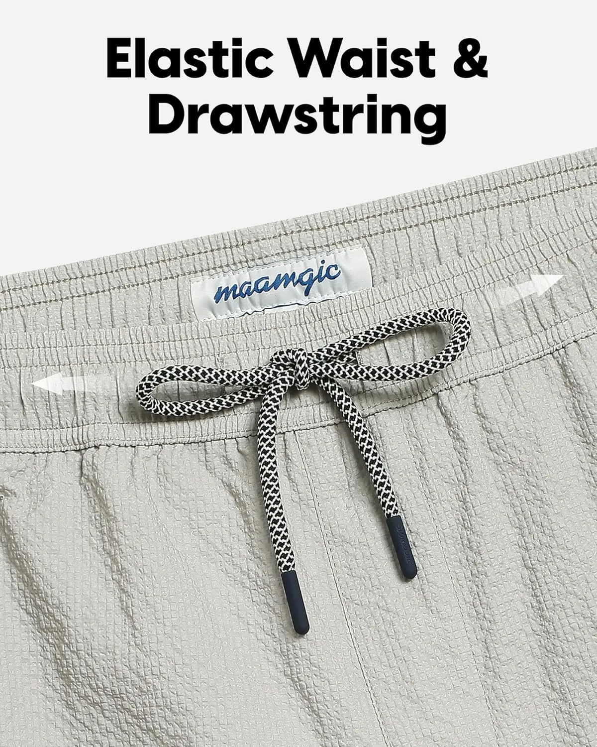 maamgic Men's Swim Trunks 5.5 inch Seersucker 2 in 1 Beach Shorts Quick Dry Bathing Suits with Compression Liner