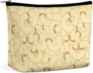 Maggot Beetle Larva Makeup Bag Portable Travel Cosmetic Bag Large Zipped Pouch PU Leather Organizer Bag Toiletry Bag, style, 202403273