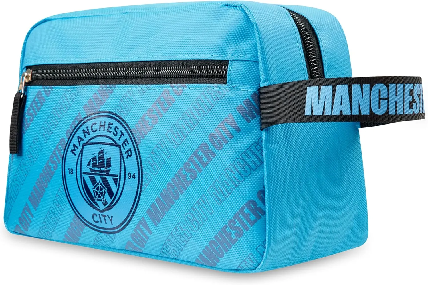 Manchester City F.C. Toiletry Bags for Men, Hanging Wash Bag with Zipped Pocket - Man City Gifts