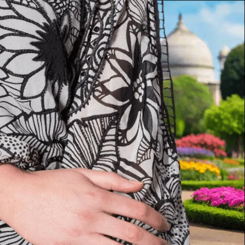 Mandala Printed Dress with Open Sleeves