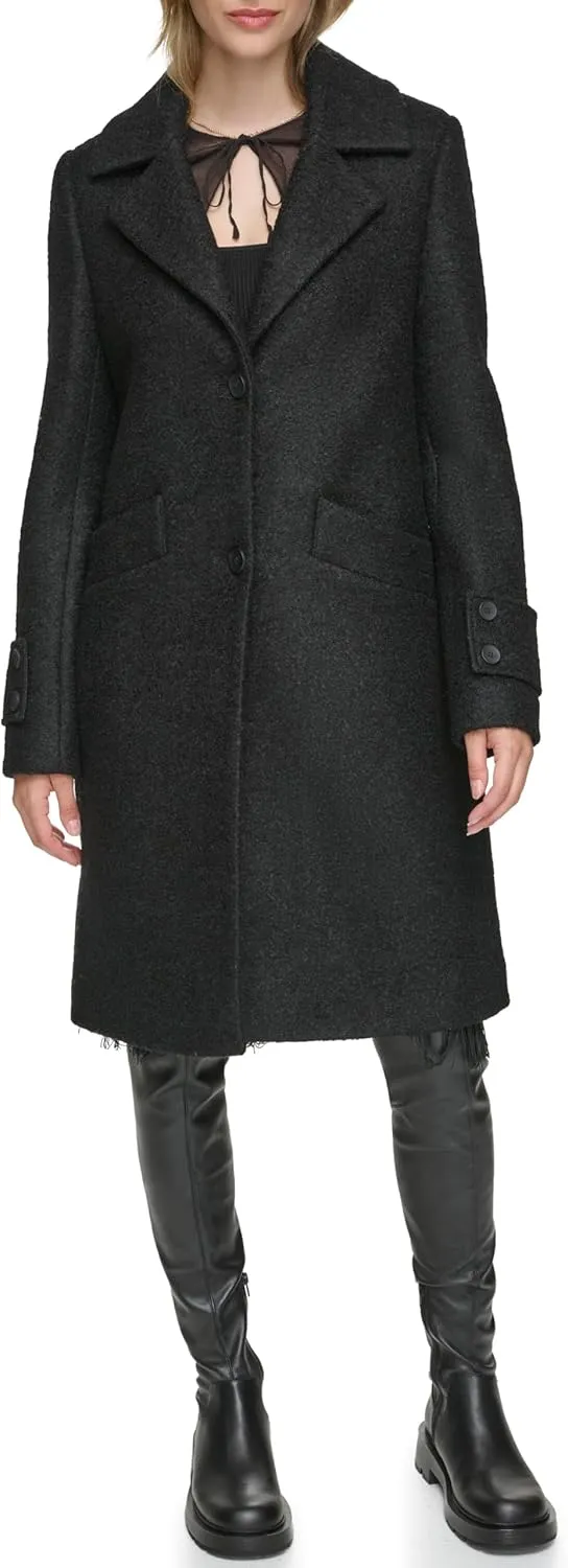 Marc New York by Andrew Marc Women's Wool Regine Slim Coat, Black, Medium