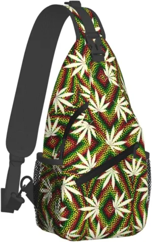 Marijuana Weed Leaf Chest Bags Crossbody Sling Bag Shoulder Bag Travel Hiking Daypack For Men Women