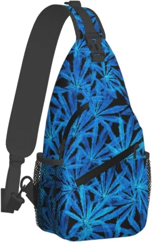 Marijuana Weed Leaf Chest Bags Crossbody Sling Bag Shoulder Bag Travel Hiking Daypack For Men Women