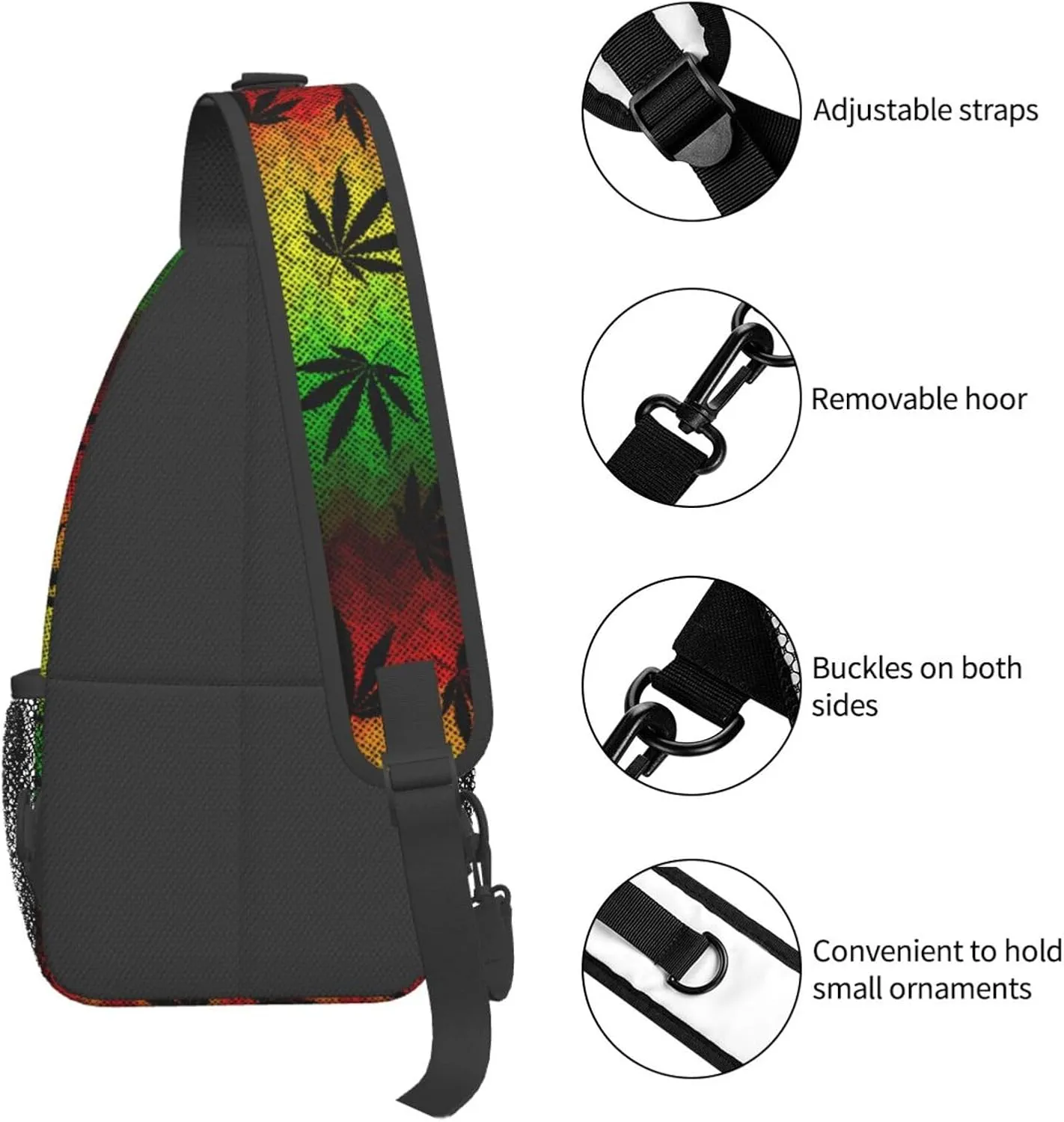 Marijuana Weed Leaf Chest Bags Crossbody Sling Bag Shoulder Bag Travel Hiking Daypack For Men Women