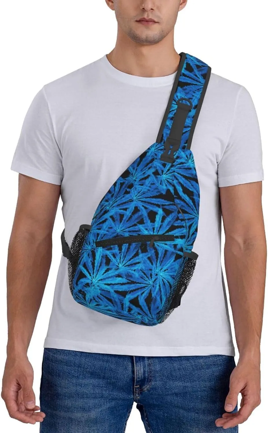 Marijuana Weed Leaf Chest Bags Crossbody Sling Bag Shoulder Bag Travel Hiking Daypack For Men Women