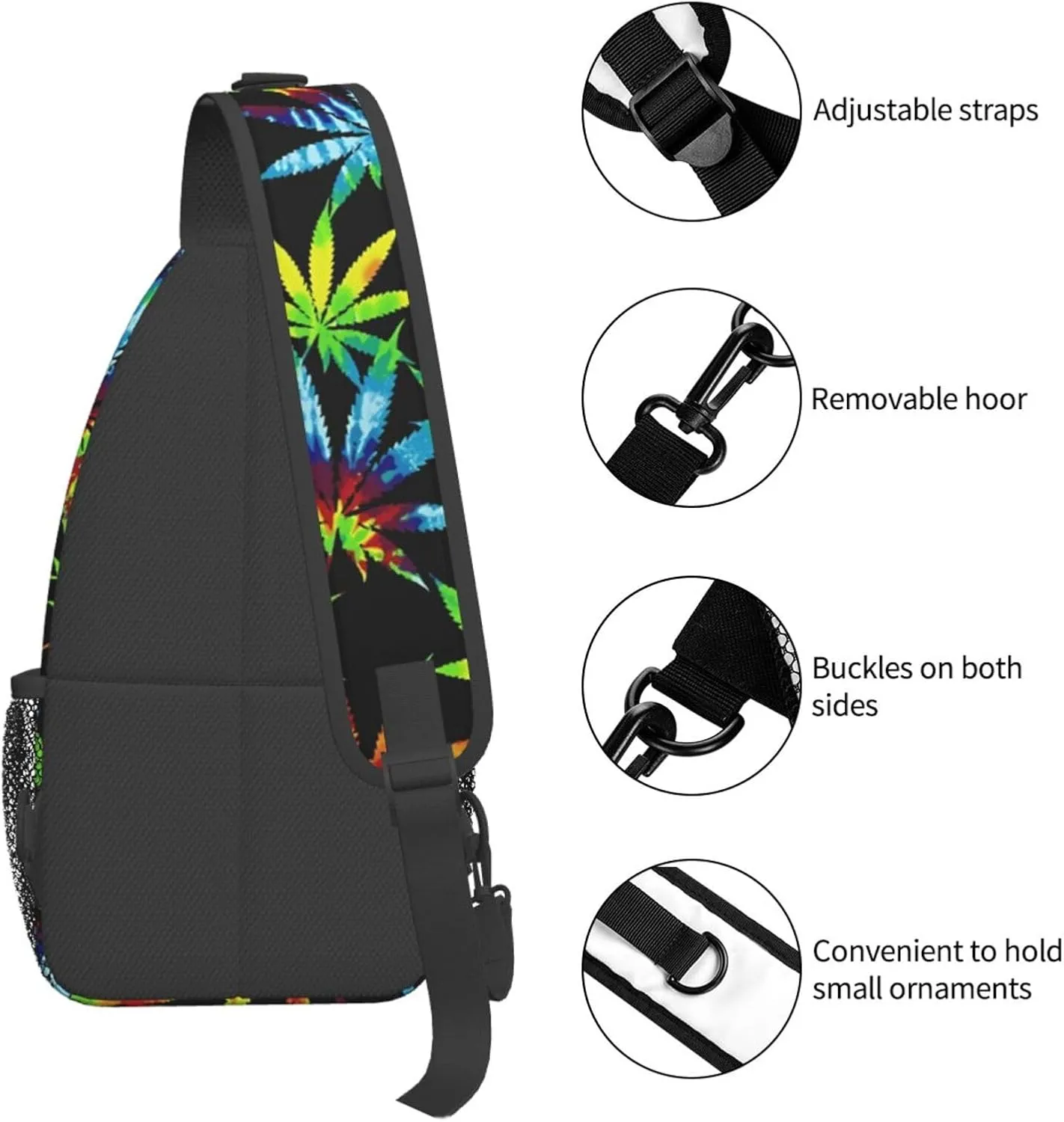 Marijuana Weed Leaf Chest Bags Crossbody Sling Bag Shoulder Bag Travel Hiking Daypack For Men Women