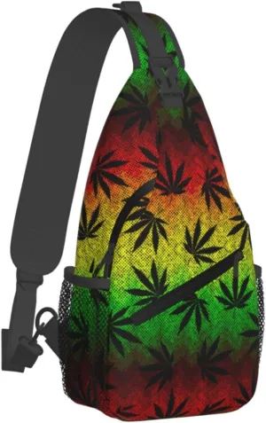 Marijuana Weed Leaf Chest Bags Crossbody Sling Bag Shoulder Bag Travel Hiking Daypack For Men Women
