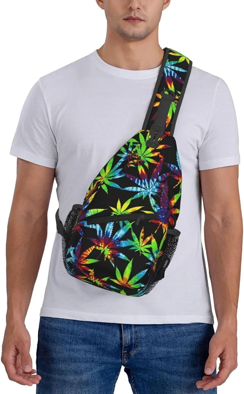 Marijuana Weed Leaf Chest Bags Crossbody Sling Bag Shoulder Bag Travel Hiking Daypack For Men Women