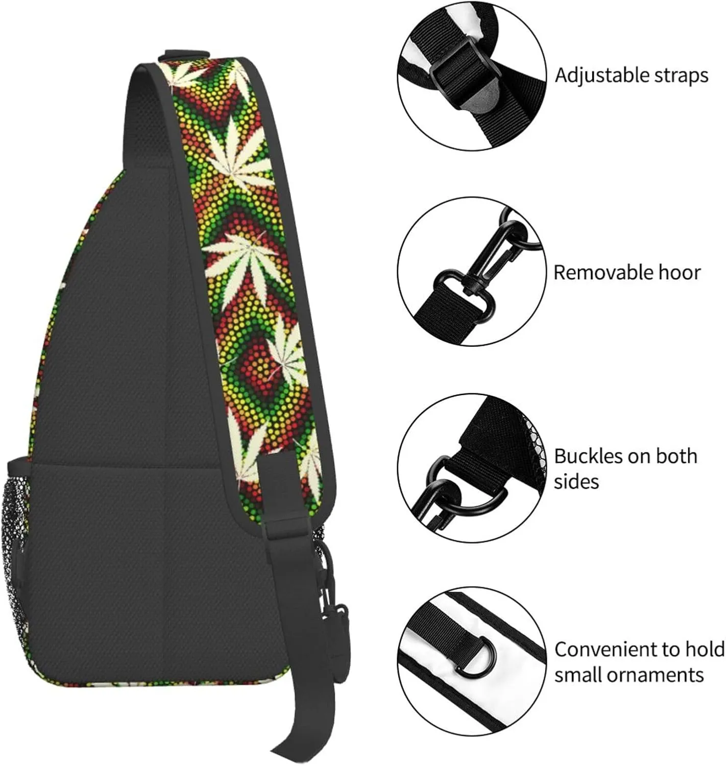 Marijuana Weed Leaf Chest Bags Crossbody Sling Bag Shoulder Bag Travel Hiking Daypack For Men Women