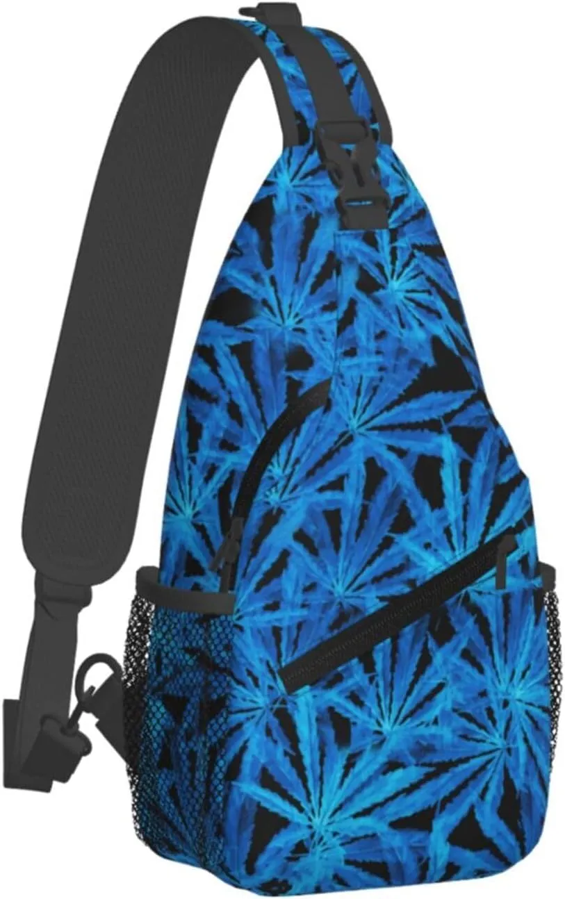 Marijuana Weed Leaf Chest Bags Crossbody Sling Bag Shoulder Bag Travel Hiking Daypack For Men Women