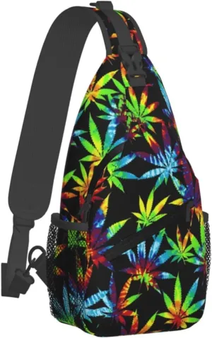 Marijuana Weed Leaf Chest Bags Crossbody Sling Bag Shoulder Bag Travel Hiking Daypack For Men Women