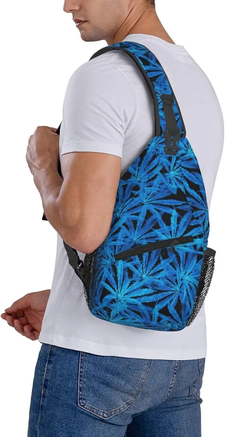 Marijuana Weed Leaf Chest Bags Crossbody Sling Bag Shoulder Bag Travel Hiking Daypack For Men Women