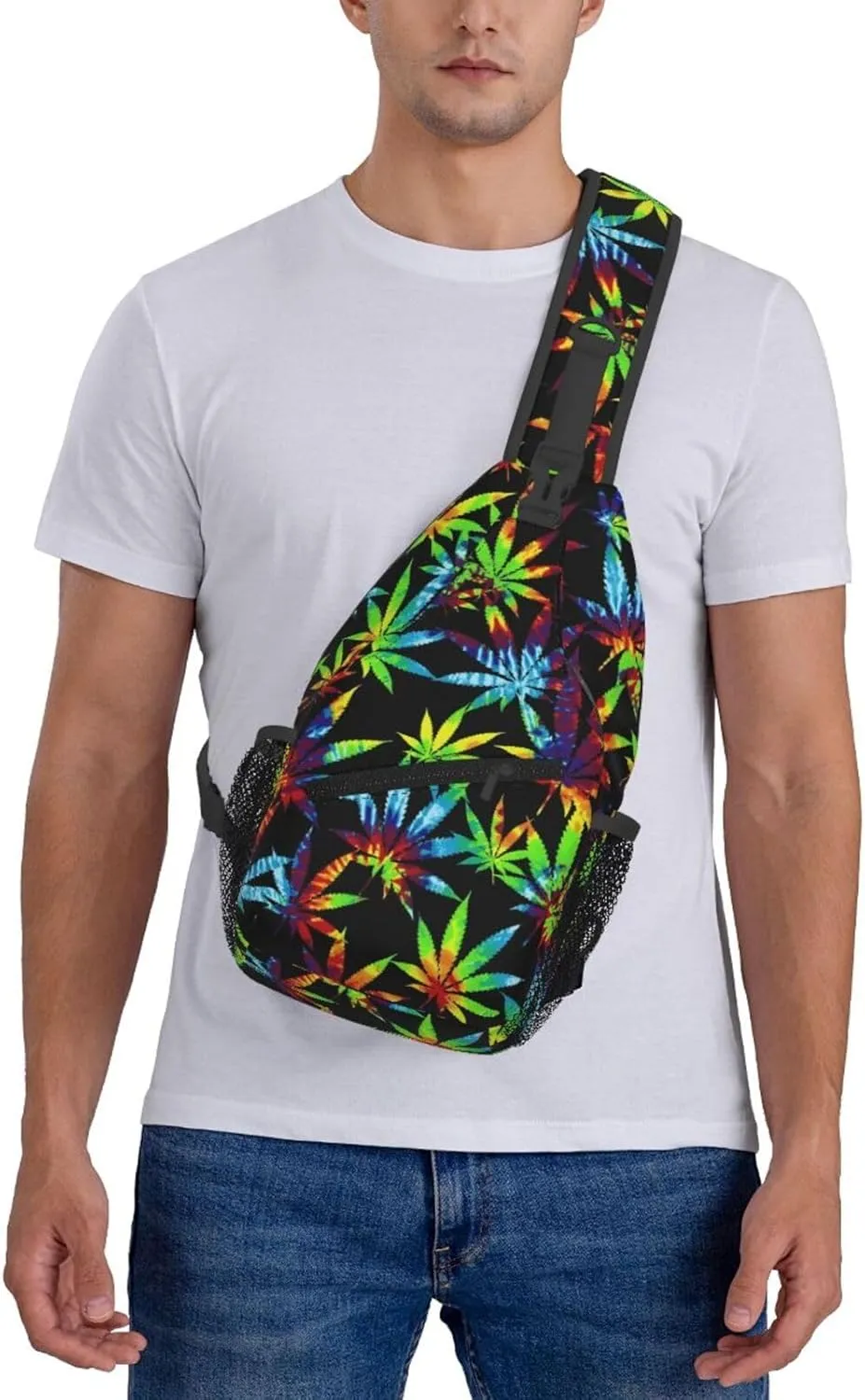 Marijuana Weed Leaf Chest Bags Crossbody Sling Bag Shoulder Bag Travel Hiking Daypack For Men Women