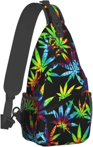 Marijuana Weed Leaf Chest Bags Crossbody Sling Bag Shoulder Bag Travel Hiking Daypack For Men Women