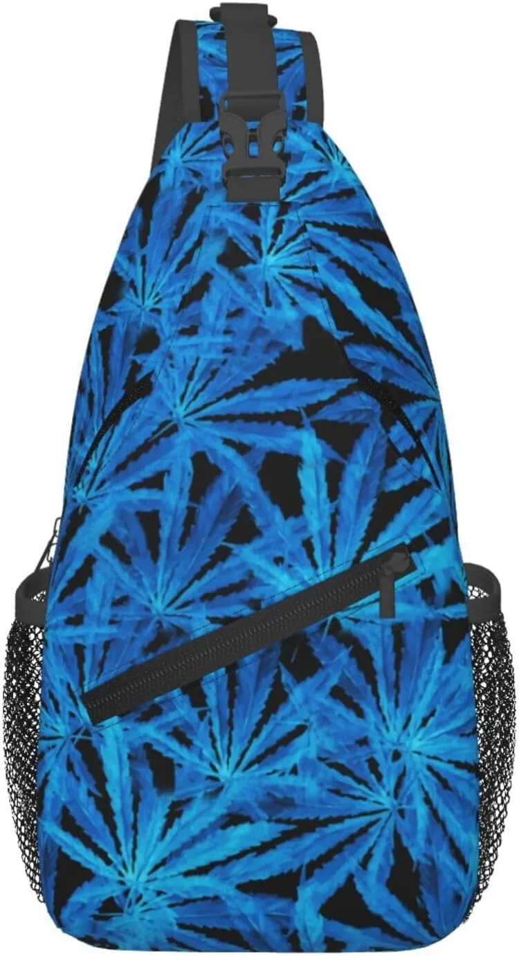 Marijuana Weed Leaf Chest Bags Crossbody Sling Bag Shoulder Bag Travel Hiking Daypack For Men Women