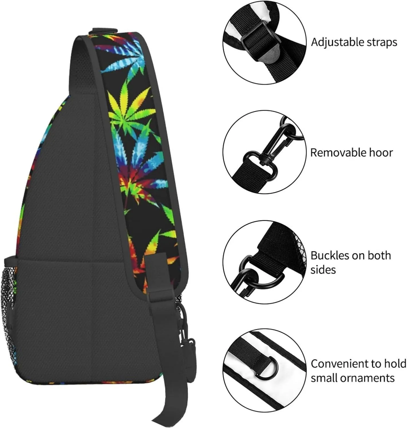 Marijuana Weed Leaf Chest Bags Crossbody Sling Bag Shoulder Bag Travel Hiking Daypack For Men Women