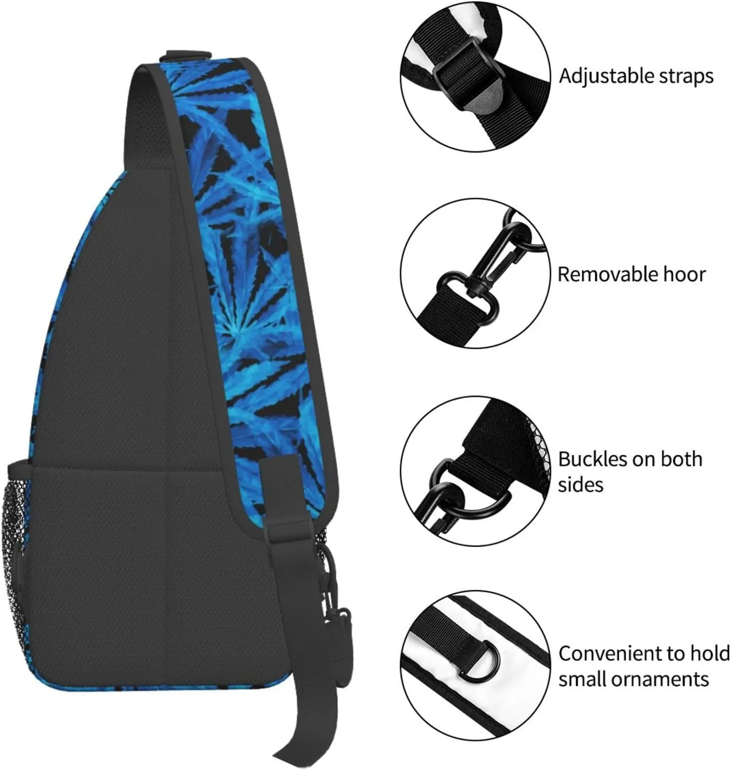 Marijuana Weed Leaf Chest Bags Crossbody Sling Bag Shoulder Bag Travel Hiking Daypack For Men Women