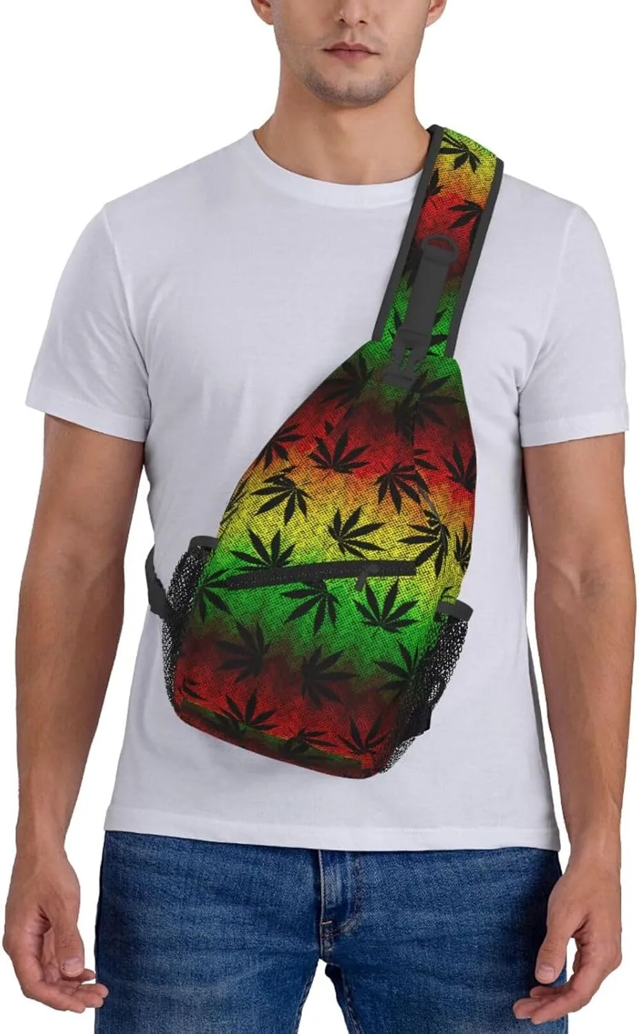 Marijuana Weed Leaf Chest Bags Crossbody Sling Bag Shoulder Bag Travel Hiking Daypack For Men Women