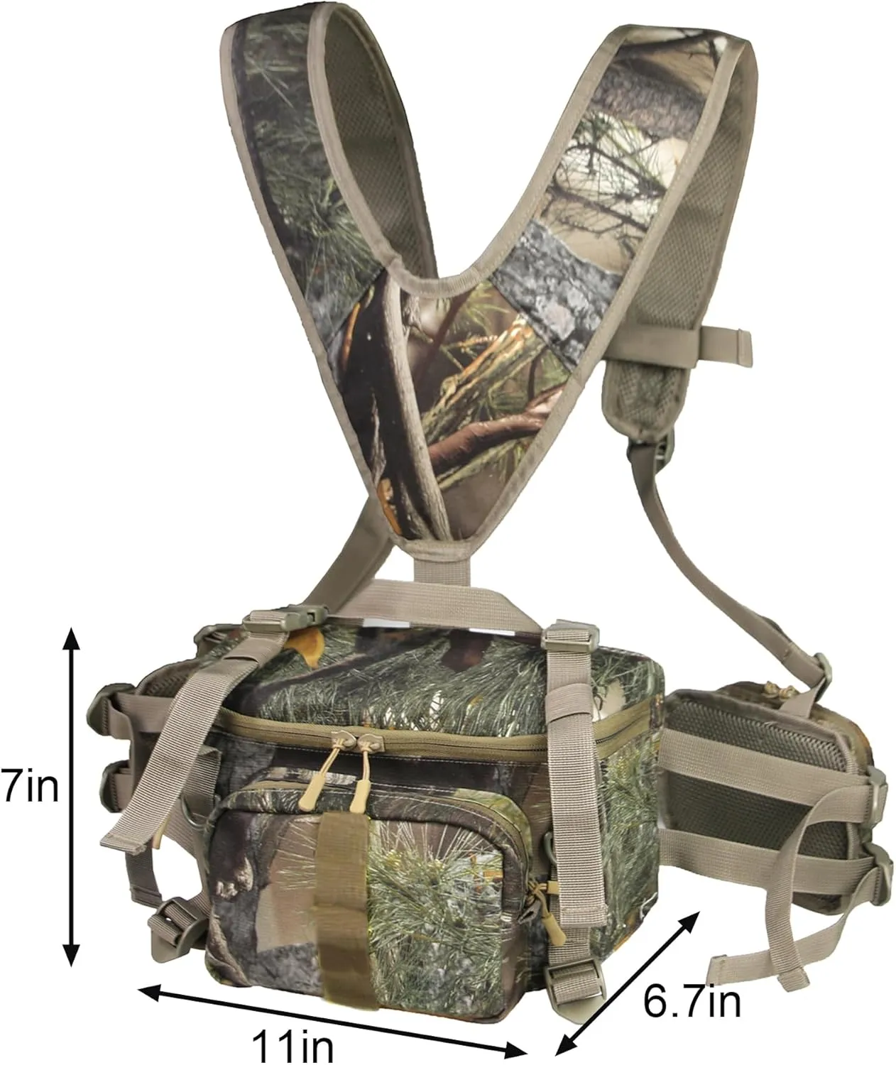 MDSTOP Hunting Fanny Pack, Waist-Pack Style Hunting Pack, Camo Hunting Fanny Waist Pack with Shoulder Straps and Harness Pouch, Available in Backpack and Lumbar Pack Styles