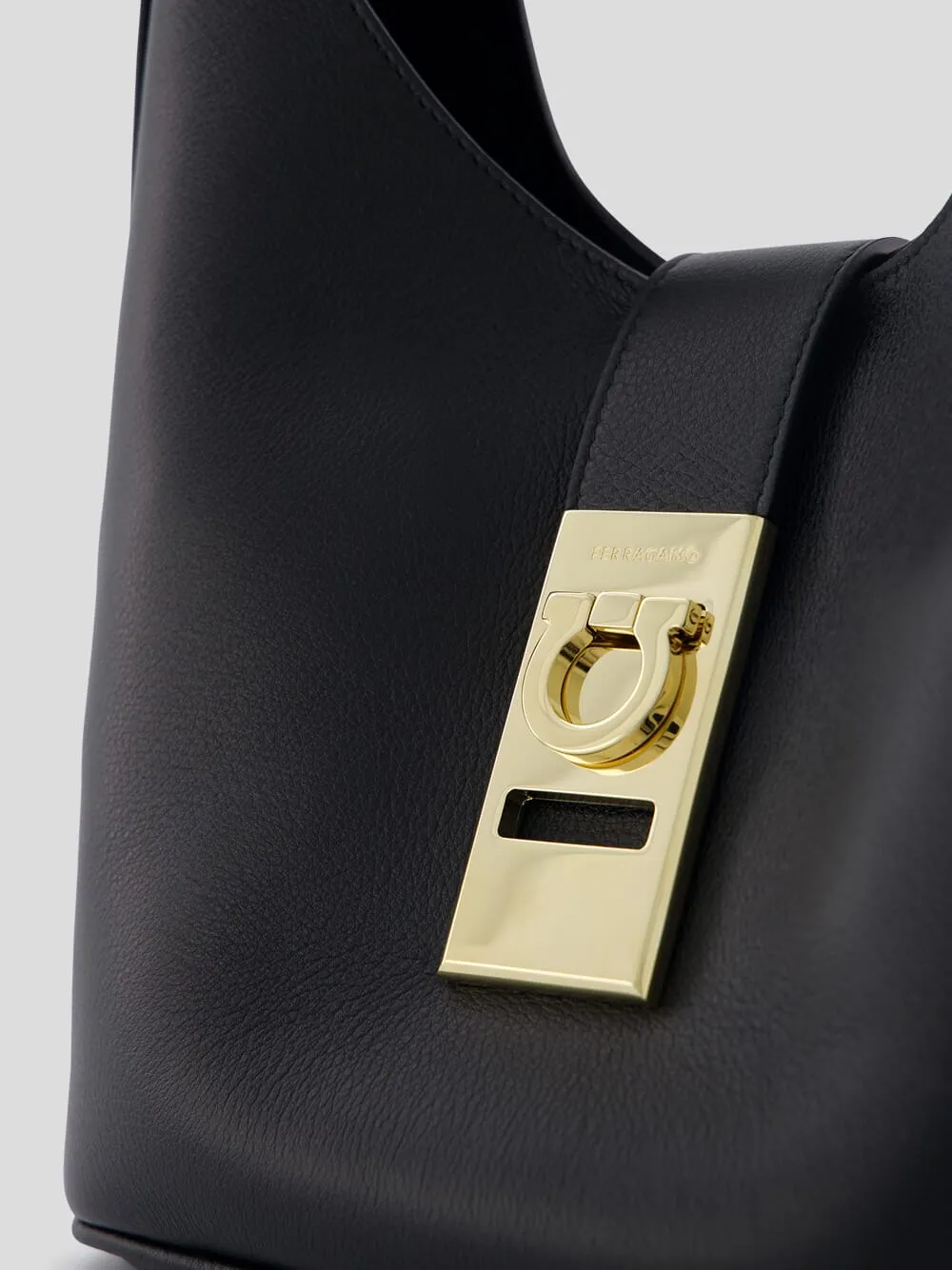 Medium Gancini-Buckle Leather Hobo Bag