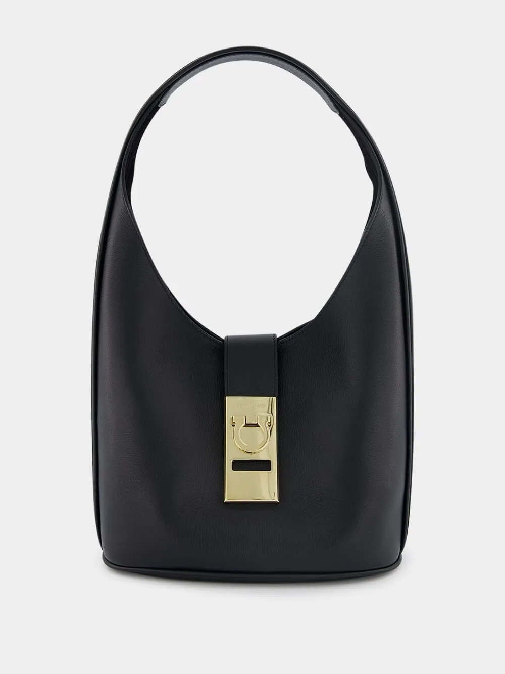 Medium Gancini-Buckle Leather Hobo Bag