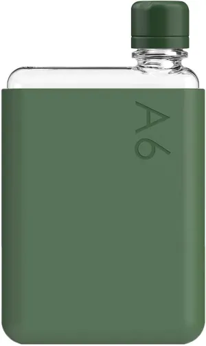 memobottle A6 (Moss Green) Bundle - 12oz (375ml) - Bottle, silicone sleeve & lid | Compact Water Bottle For Bags & Small Pockets | BPA Free Tritan | Modern, Minimalist | For Gym & Work