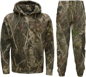 Mens Jungle Camouflage Fishing Hunting Zip Tracksuit Plus Sizes