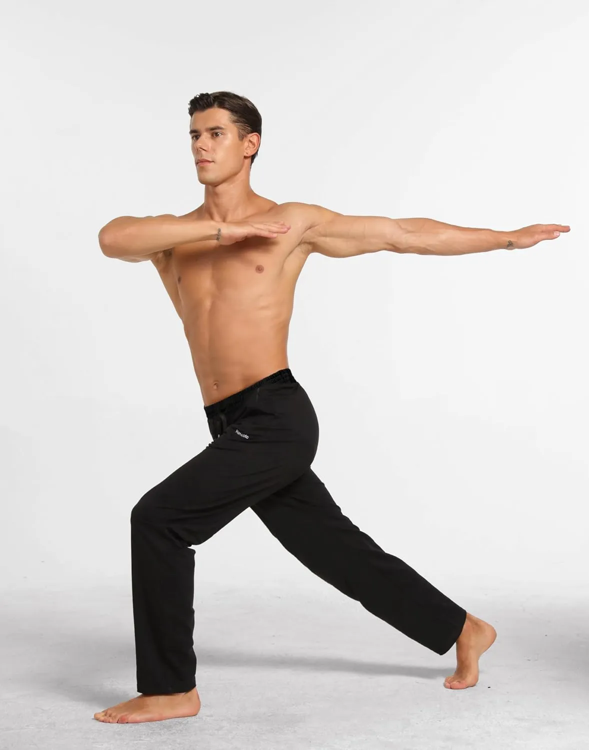 Men's Sweatpants Cotton Yoga Pants Casual Jersey Pants for Men Open Bottom Straight Leg with Zipper Pockets