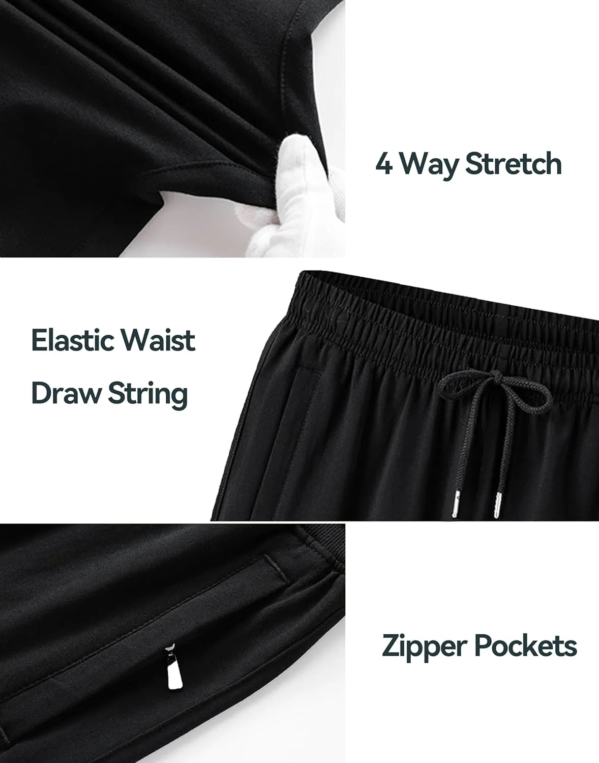 Men's Sweatpants Cotton Yoga Pants Casual Jersey Pants for Men Open Bottom Straight Leg with Zipper Pockets