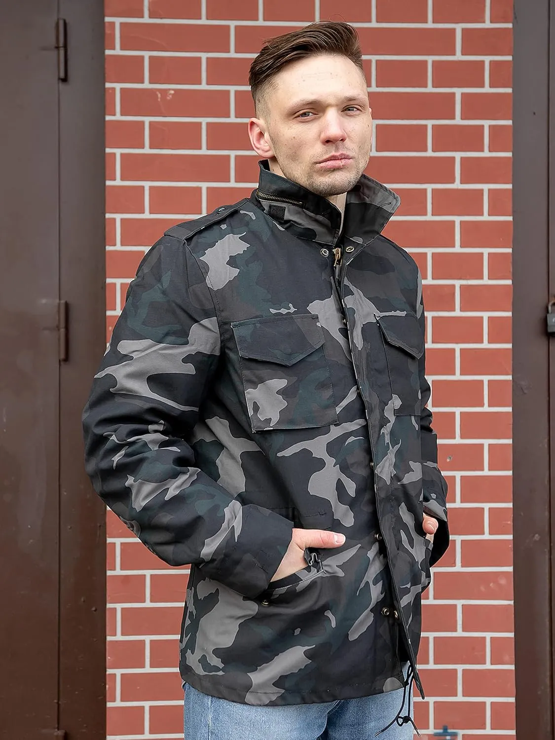 Men's US Field Jacket M65 Black Camo