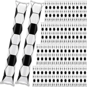 Meooeck 40 Pcs Thunder Sticks Inflatable Noisemakers Cheerleading Game Day Sports Noise Makers Plastic Cheering Sticks Bulk for Basketball Sports Events Dance Team Spirit, 23.6 x 3.9 Inch (Soccer)