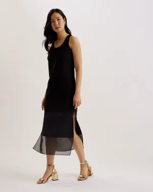 Mephora Sleeveless Midi Dress With Panel Detail Black