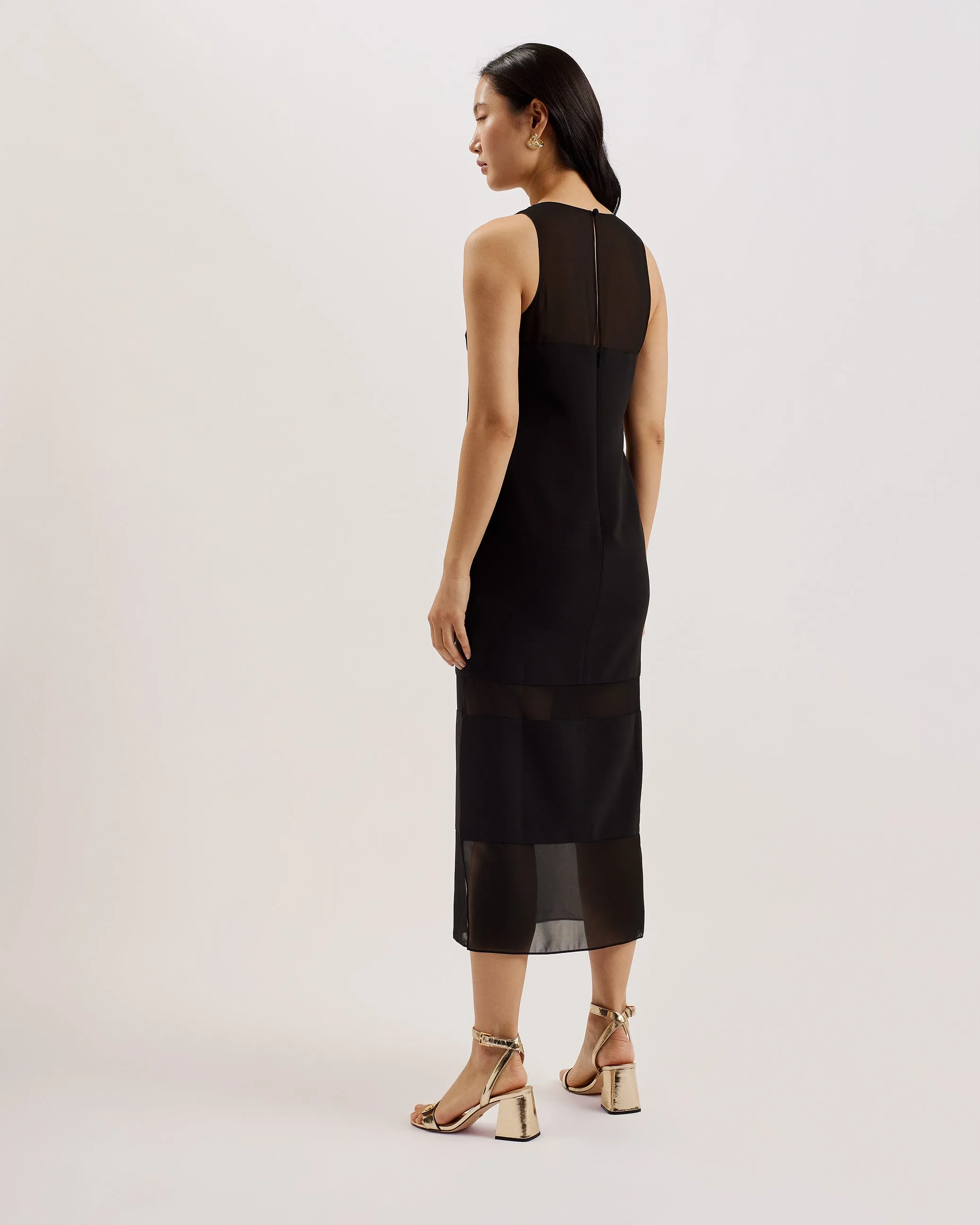 Mephora Sleeveless Midi Dress With Panel Detail Black