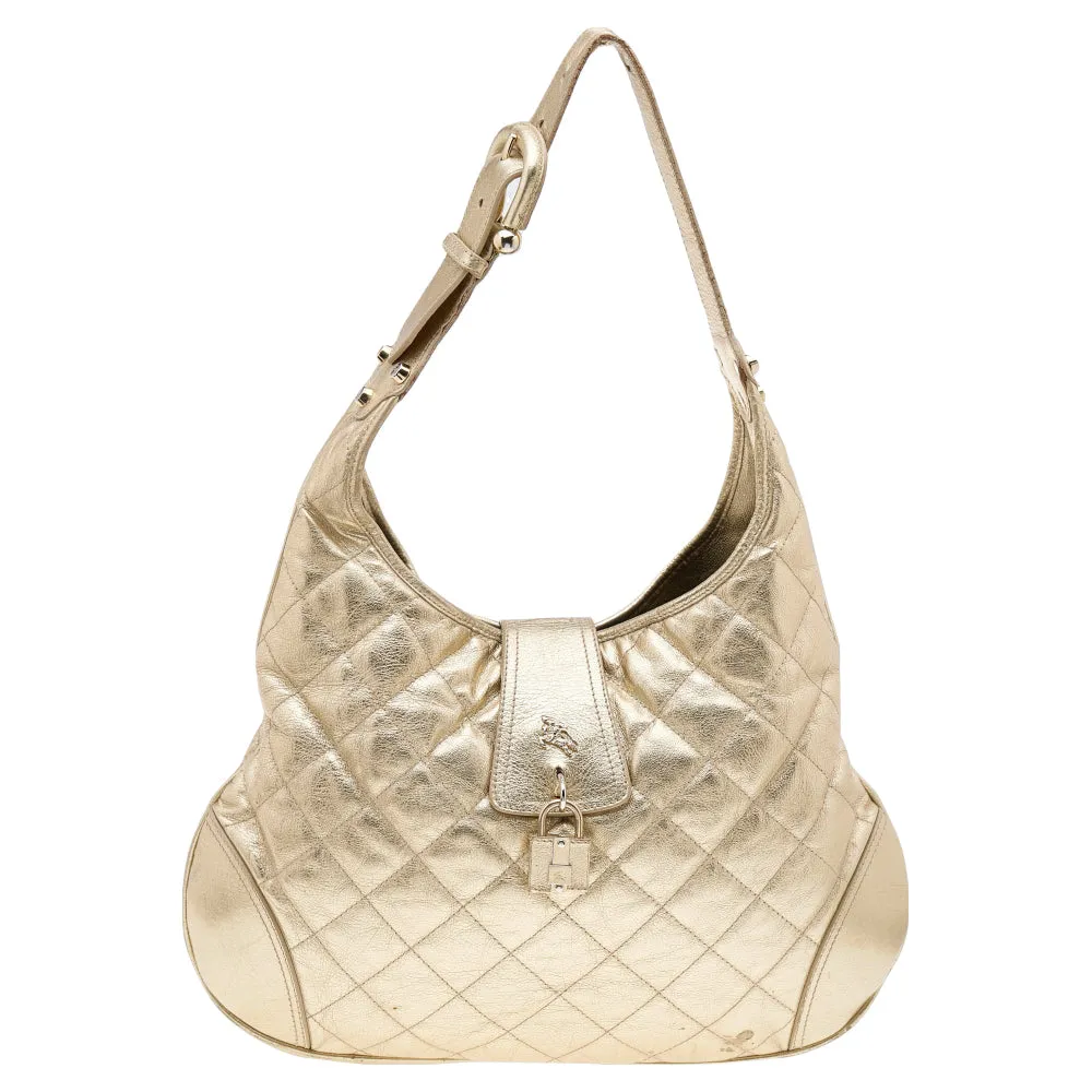 Metallic Gold Quilted Leather Brooke Hobo
