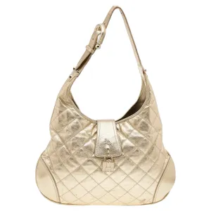Metallic Gold Quilted Leather Brooke Hobo