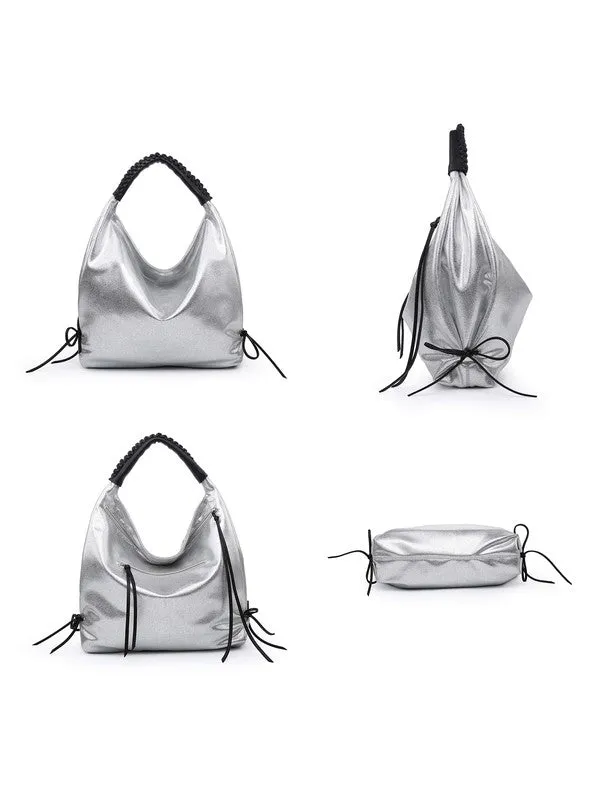 Metallic Silver Hobo Bag