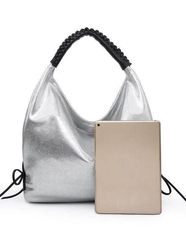 Metallic Silver Hobo Bag