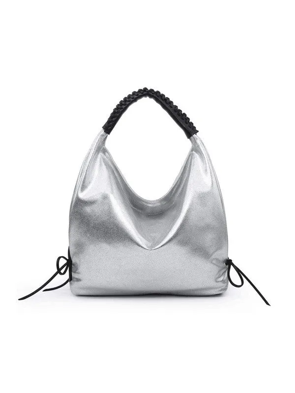 Metallic Silver Hobo Bag