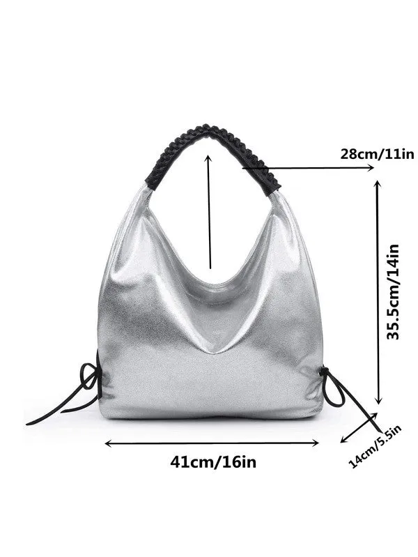 Metallic Silver Hobo Bag