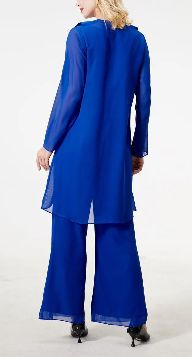 Mi Bo Tong 3 PC Chiffon Mother's Outfit Pants Suits for Wedding Plus Size Women's Evening Gowns Dress Suit
