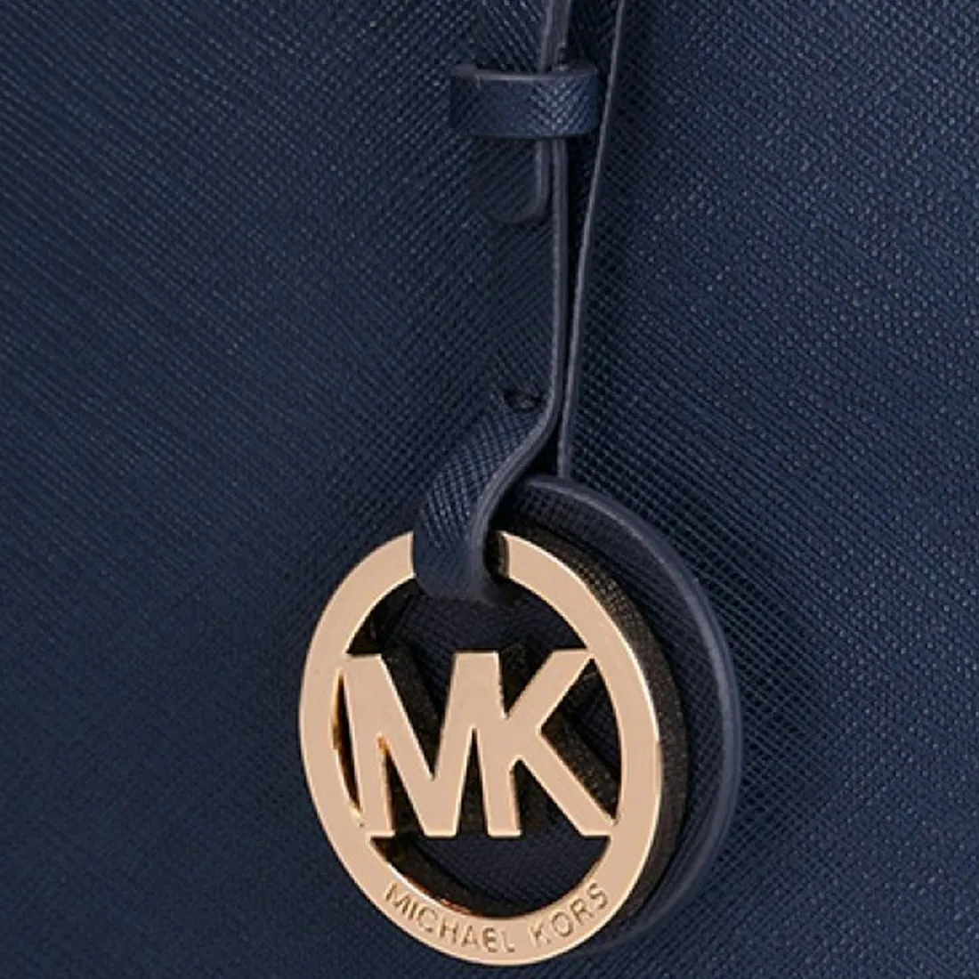 Michael Kors Jet Set Travel Saffiano Leather Medium Top Zip Multi-Function Tote Bag in Navy