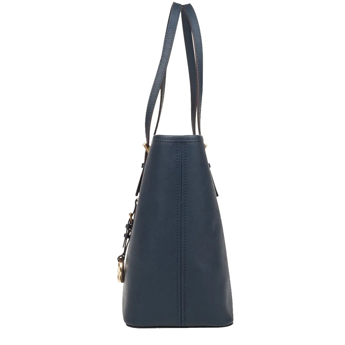 Michael Kors Jet Set Travel Saffiano Leather Medium Top Zip Multi-Function Tote Bag in Navy