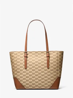 Micheal Kors Aria Large Signature Logo Jacquard Tote Bag
