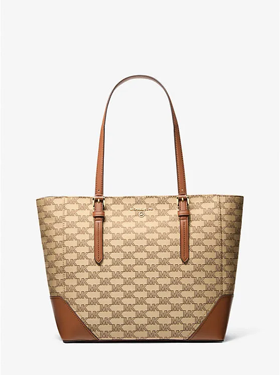 Micheal Kors Aria Large Signature Logo Jacquard Tote Bag
