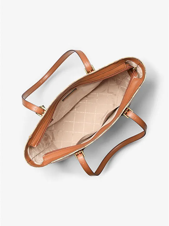 Micheal Kors Aria Large Signature Logo Jacquard Tote Bag