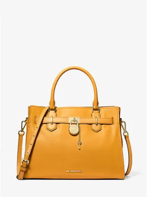 Micheal Kors Hamilton Medium Leather Satchel Golden Rod