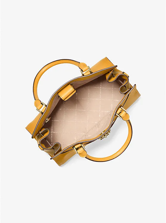 Micheal Kors Hamilton Medium Leather Satchel Golden Rod