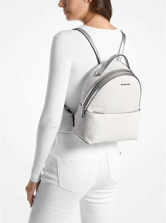 Micheal Kors Sheila Medium Logo Backpack Silver