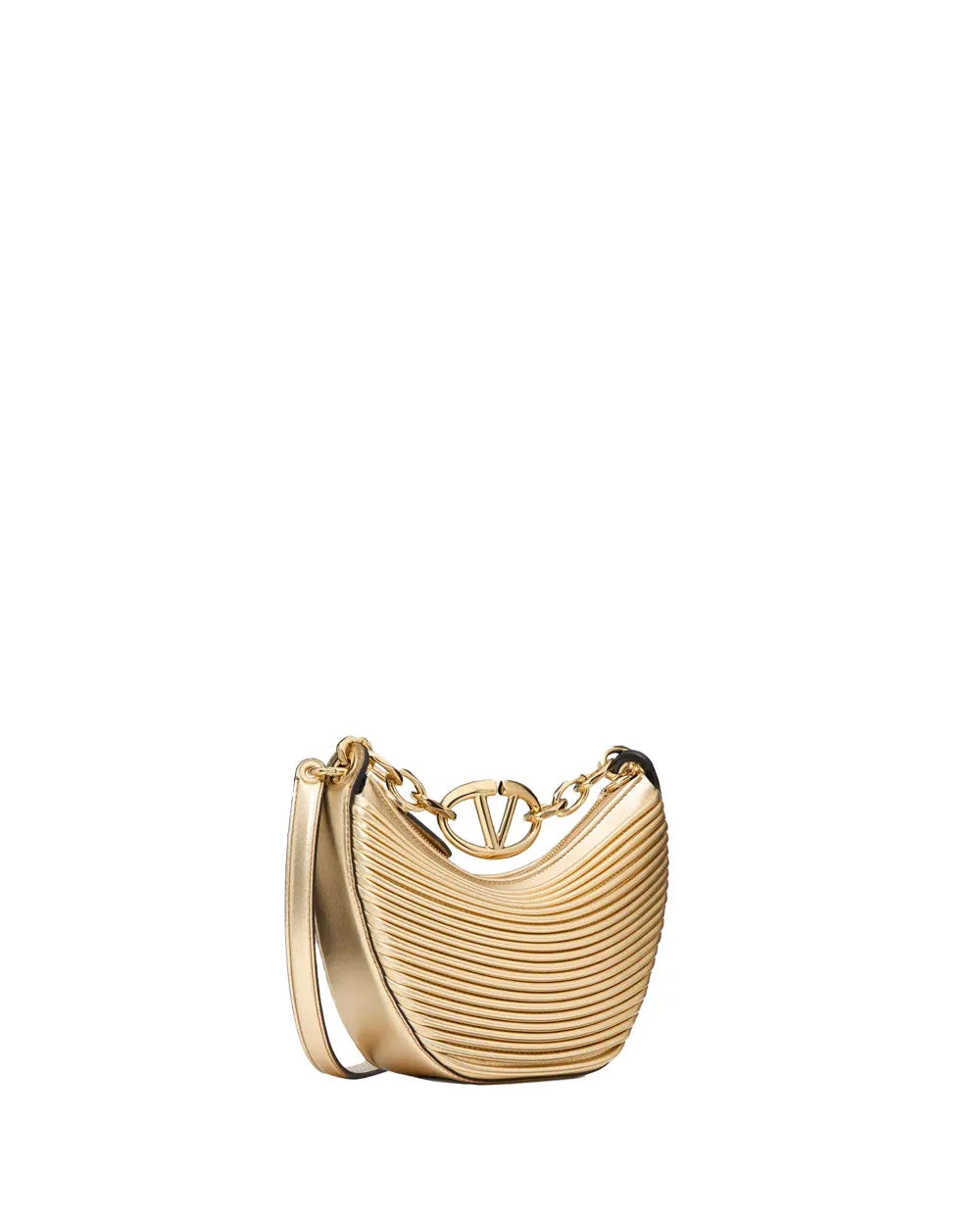 Mini Moon VLogo Hobo Bag in Mekong Gold