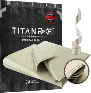Mission Darkness TitanRF Faraday Fabric Kit 1 Yard // 44" W x 36" L Fabric   36" L Tape Military Grade Conductive Nickel Copper Polyester Material Blocks RF Signals WiFi Cell Bluetooth RFID EMF
